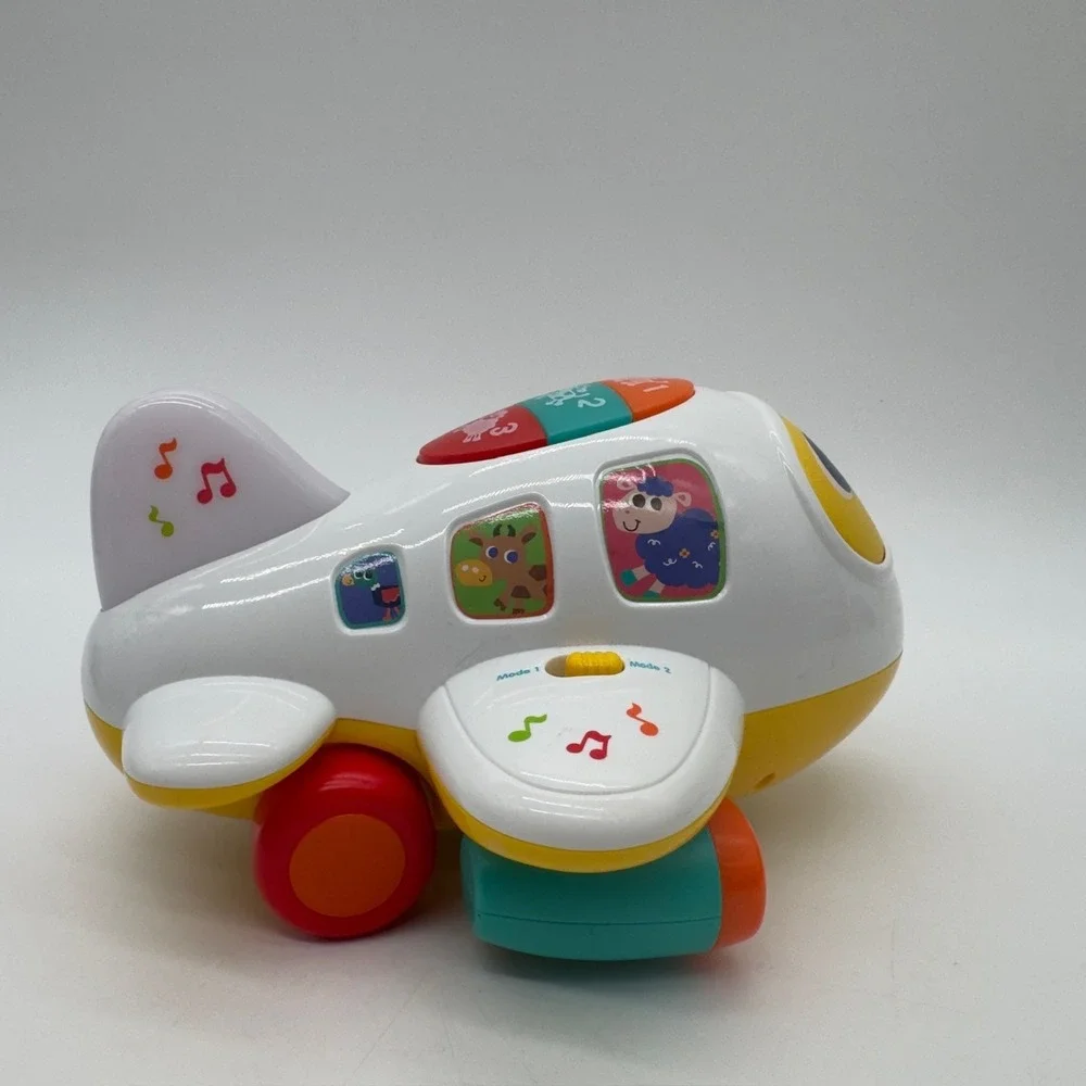 HuiLe Toys Musical Learning Airplane Push Toy Lights Sounds Tested w/ Batteries